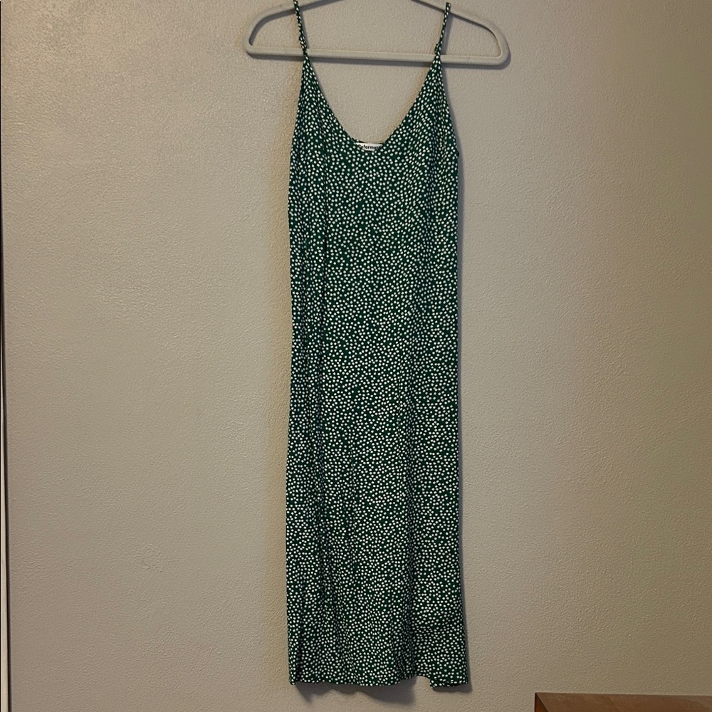 Reformation Green Floral Midi Dress
